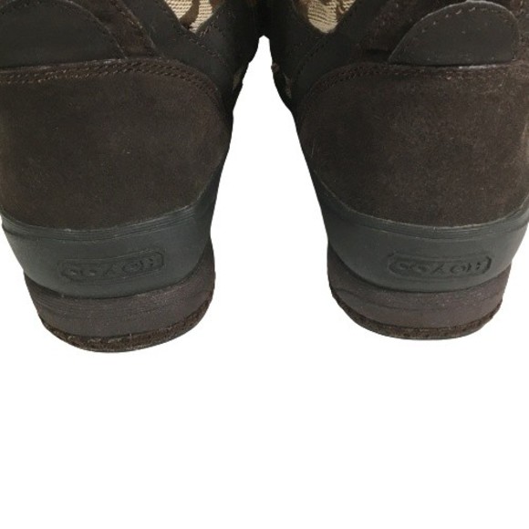 Coach Mariette Winter Snow Boot Sz 6M A7185 Signature Canvas Suede Fur Trim - Picture 8 of 16